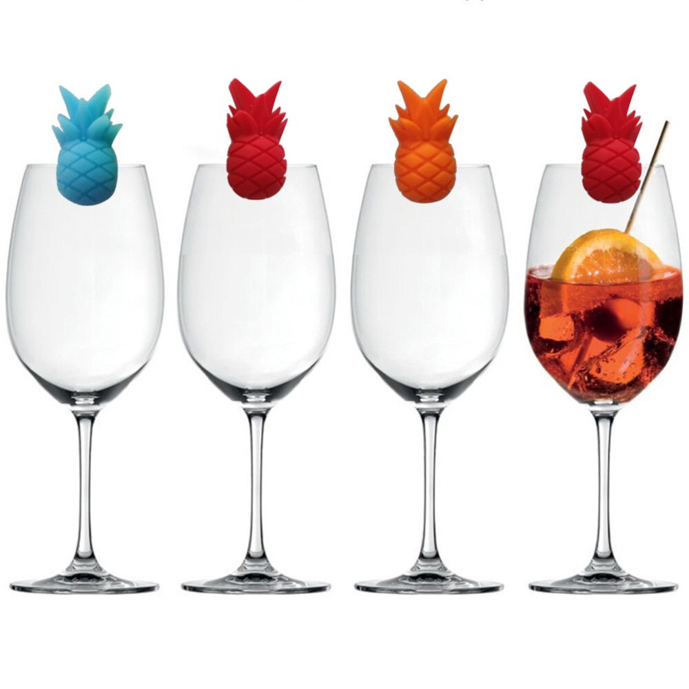 6/12 stk ananas form vinglas markører silikone vin identifikator drikkekop tegn  (6 farver)