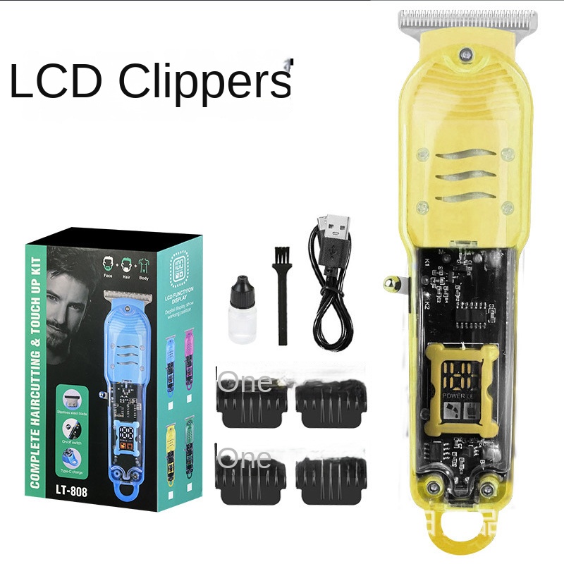 Hair Cutting Machine Rechargeable Hair Clipper Transparent Electric Hair Trimmers For Men Cordless Hair Cut Machine: Yellow