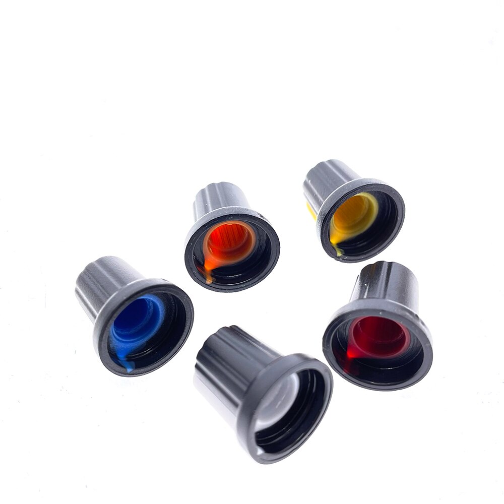 Capuchon de bouton de potentiomètre (noyau en cuivre) 15x17mm 6mm trou d'arbre AG2 jaune Orange bleu blanc rouge 5 valeur x 5 pièces = 25 pièces/lot WH148