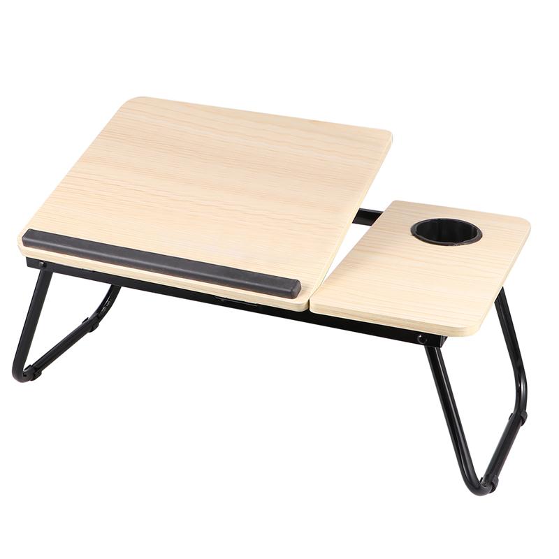 1pc opvouwbare computertafels, 4 niveaus, verstelbare lift, computer, boek, laptopstandaard, bekerlade, opvouwbare tafel voor bedbank: Beige