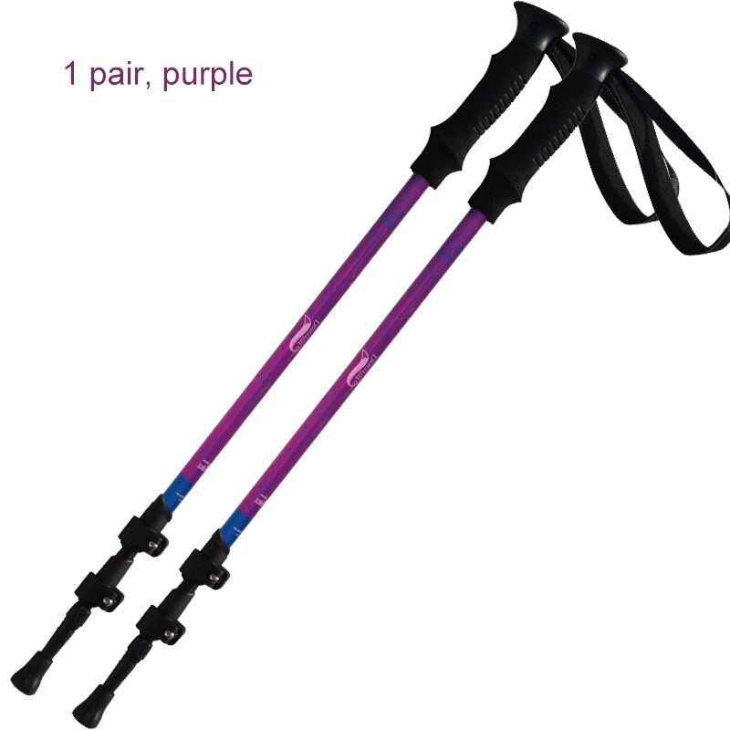 Desert&Fox Aluminum Adjustable Trekking Poles 2pcs,Lightweight Hiking Walking Sticks with Retractable External Lock for Climbing: 2pc Purple 61-135cm
