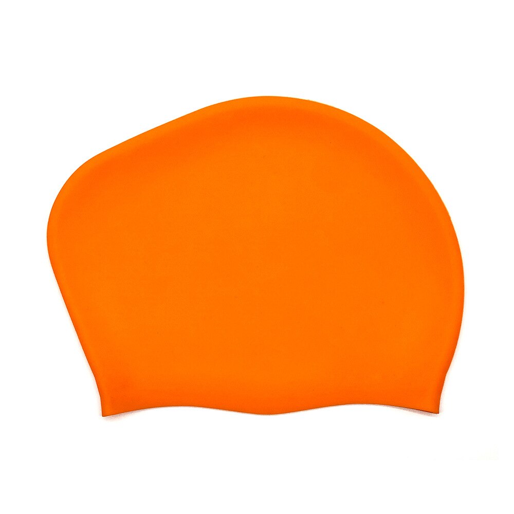 1pc Women Swimming Caps Silicone Gel Ear Protection Long Hair Waterproof Swim Caps for Women Men Swimming Diving Hat Cover: Orange