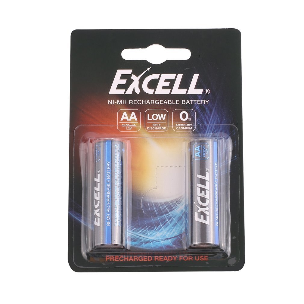 2PCS EXCELL AA Rechargeable Battery 1.2V 2400mAH AA Ni-MH Durable Low Self Discharge Precharged Rechargeable Batteries: 2400mAh