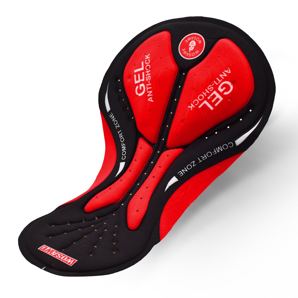 Wosawe Mannen Vrouwen Fietsbroek Kussen 3D Gel Pad Ademende Road Mtb Fiets Rijden Kussen Fietsen Ondergoed Padded: BL302-Red