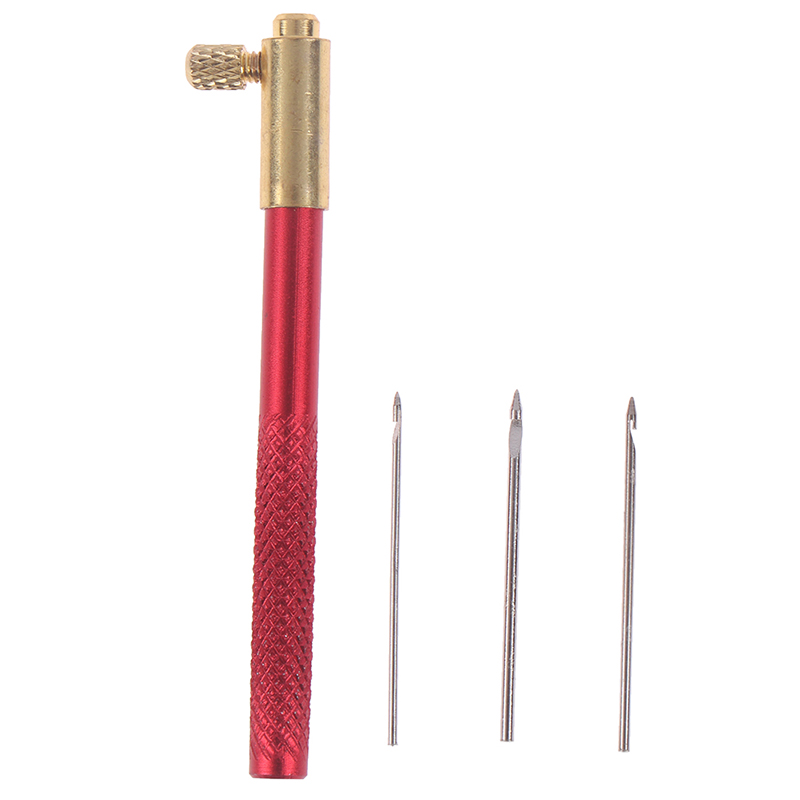 Træhåndtag tambur hæklekrog med 3 nåle fransk hæklet broderi beading hoop syværktøjssæt  t 0.7mm, 1mm,1.2mm