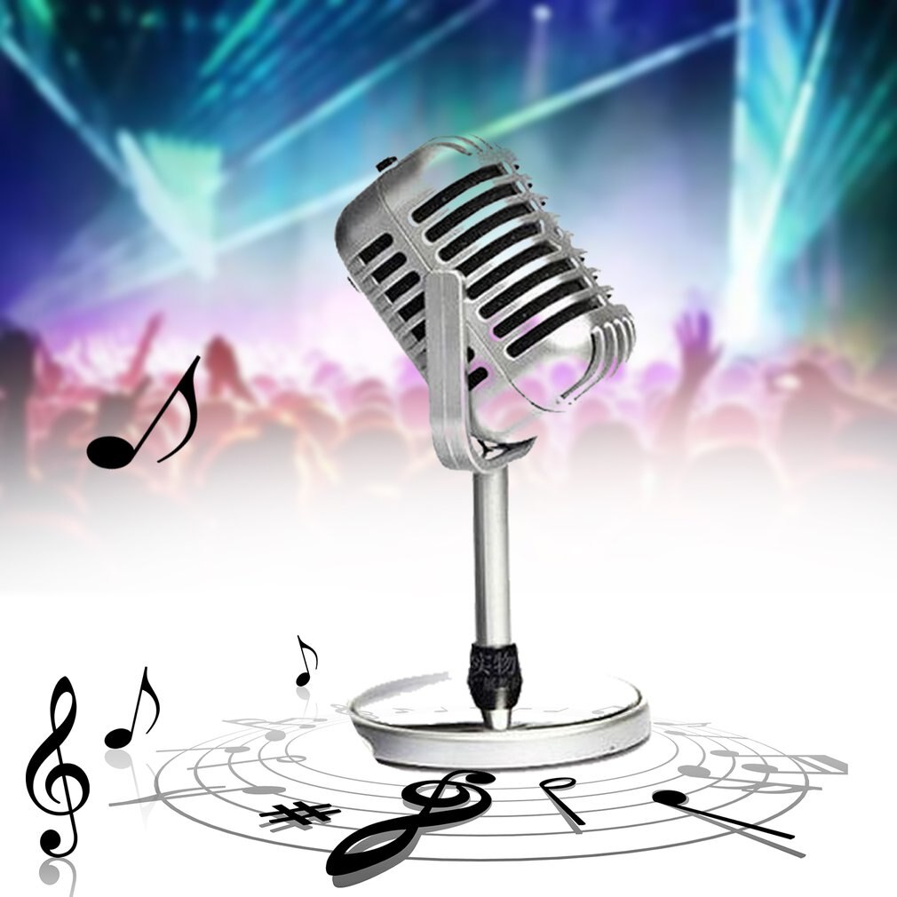 Vintage Style Microphone Studio Wired Classic Retro Condenser Microphone with Stand KTV MIC