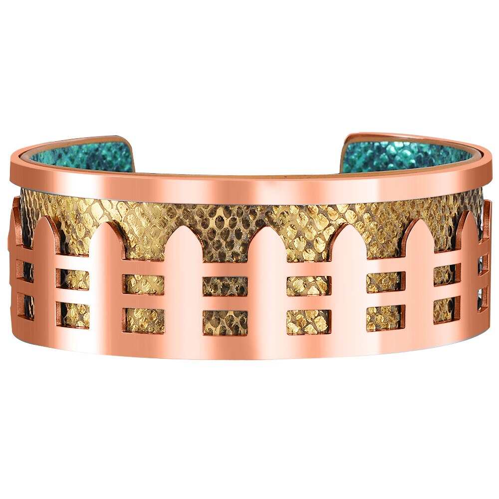 Rosa ouro manguito pulseira de couro do plutônio oco para fora ímã botão pulseira georgettes jóias indianas pulseiras amor pulseiras pulseiras: 2.5CM-D