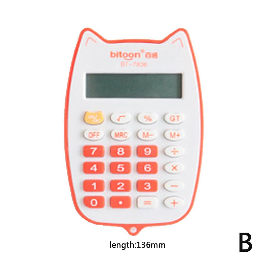 Cartoon Mini Leuke Kat Rekenmachine Zakformaat 12 Cijfers Display Wetenschappelijke Rekenmachine Creatieve Draagbare Voor School Student: B