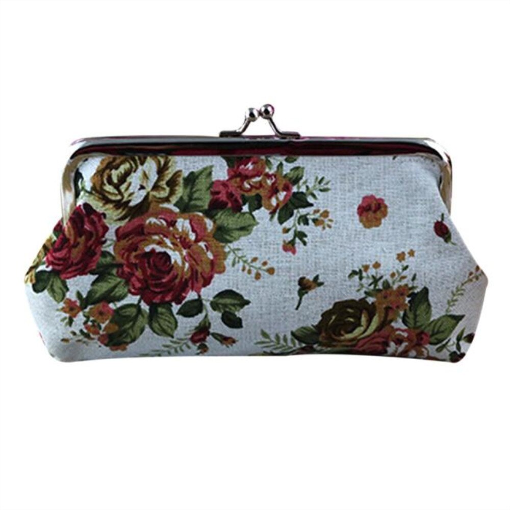 Molave carteira feminina de bolso, mini carteira de mão para mulheres, retrô, vintage, com fecho, bolso para moedas, niqueleira: White