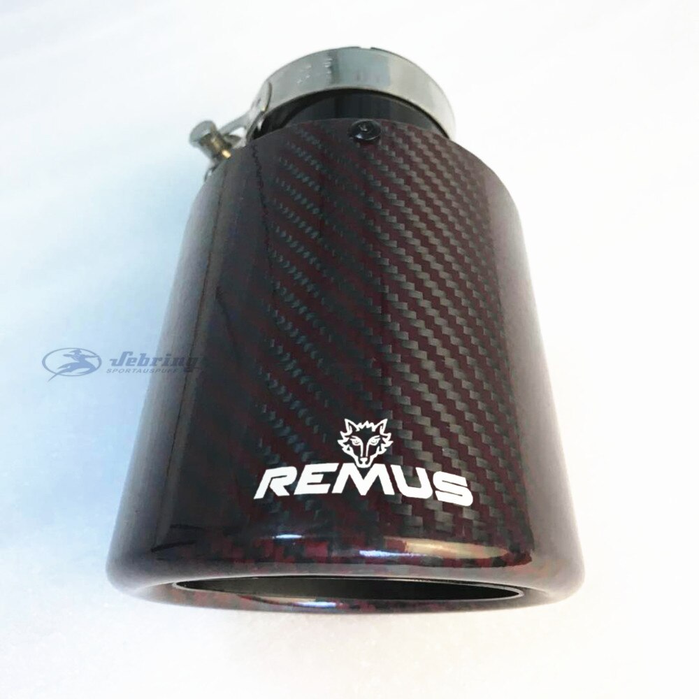 Remus Glossy Red Carbon Fiber Rvs Universele Auto Uitlaatpijp Uitlaat Pijp Carbon Uitlaat Tips
