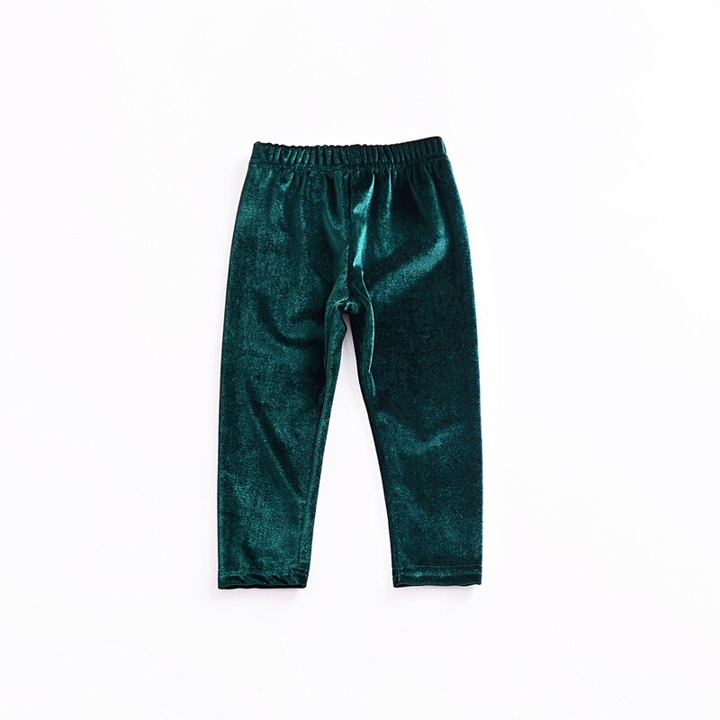 Baby piger bukser guld fløjl leggings til pige forår efterår børn bukser småbørn joggingbukser tøj: Grøn / 3t