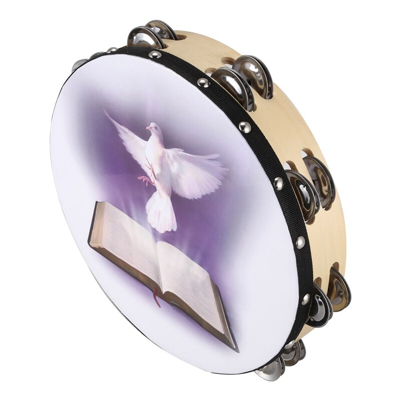 Tambourin en bois 10 pouces, Pigeon, Instrument de Percussion, musique Bible, Double rangée, Jingle
