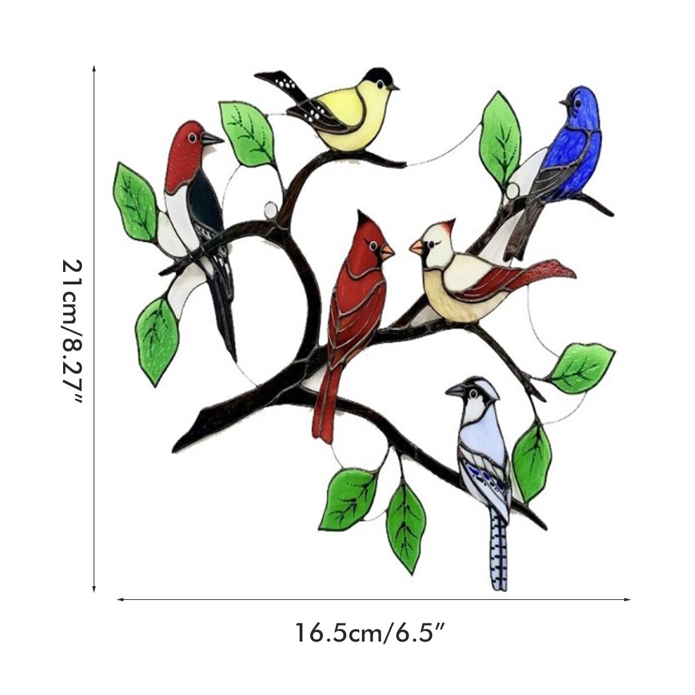Painted Birds Home Decoration Stained Glass Window Panel Stained Glass Bird Ornaments Window Suncatcher Mother'S Day