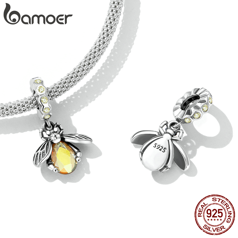 Bamoer 925 sterling zilver insect serie kraal zirkoon bijen charme voor originele diy armband hanger ketting accessoire fijne sieraden