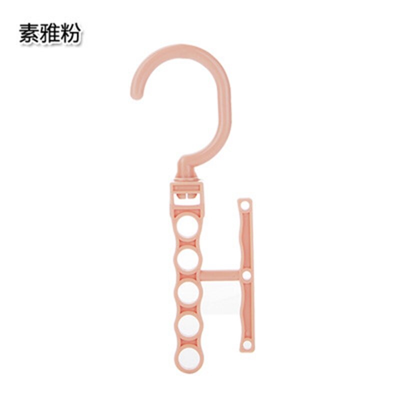 Clothes Hanger Rotating Handle 5-hole Windproof Hanger Children's Wardrobe Classification Space Saving Drying Rack Hook: Pink