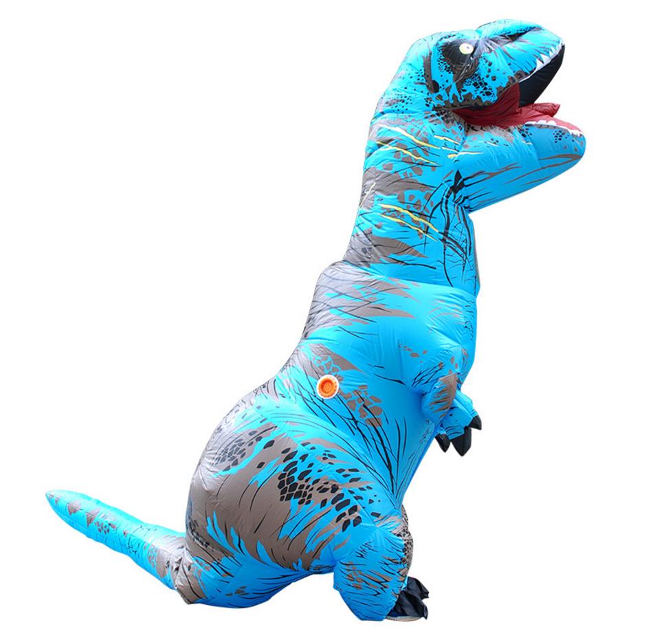 IK NFLATABLE Dinosaurus T REX Kostuums voor vrouwen Blowup T-Rex Dinosaurus Halloween Opblaasbare kostuum mascotte Partij kostuum voor volwassen: Sky Blue / XL