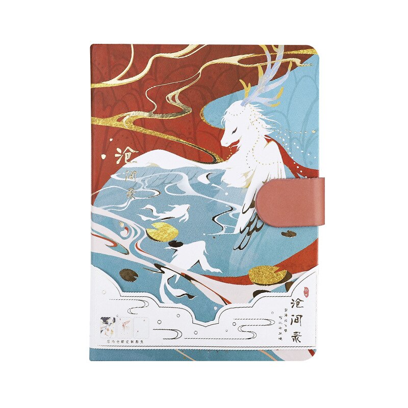 Chinees wind notitieboekje  a5 folie notitieblok magnetische knop illustratie kleurenpagina notitieblok studenten klein vers handboek
