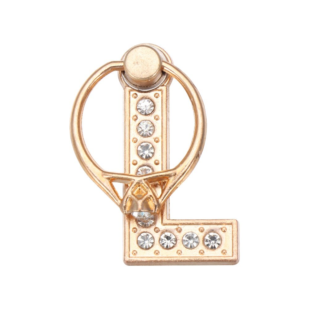 360 Rotation Universal Smartphone A-Z Letter Stand Multi-Function Cell Phone Bracket Alphabet Luxury Diamond Finger Ring Holder: L