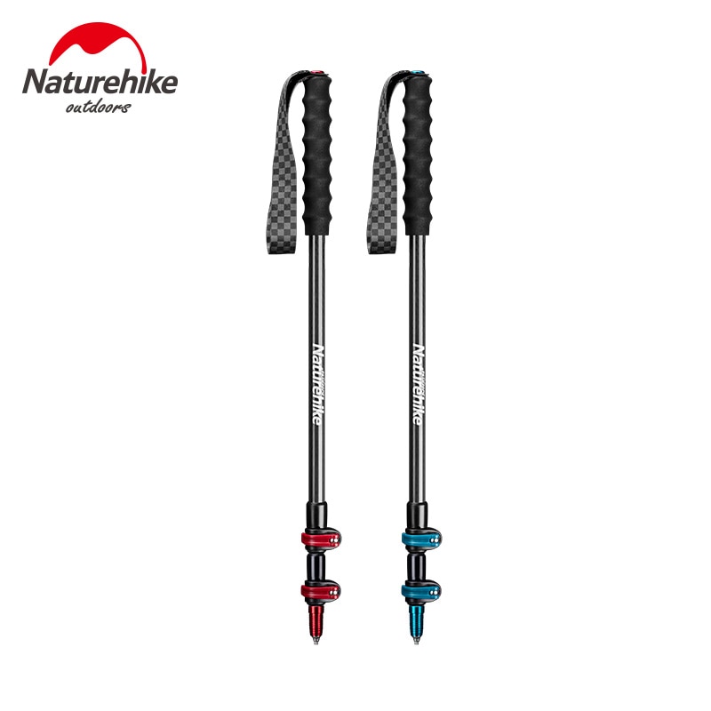 Bastón de Trekking ultraligero de fibra de carbono Naturehike de acero de tungsteno, 3 secciones, bastón para caminar, senderismo, alpinista S135g