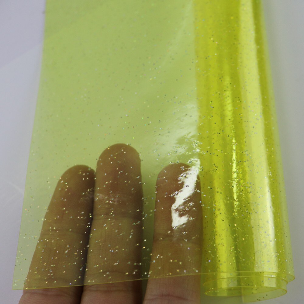 30x120cm rollen transparent Mit funkeln Pulver PVC Gelee Vinyl Stoff Leder Für HandbBages BöGen Hause Dekoration DIY: 1