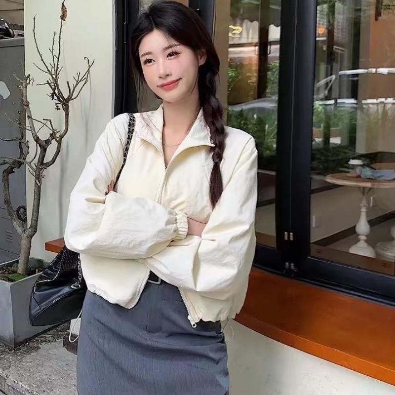 Stora jackor kvinnor bf-stil chic harajuku casual koreansk vindjacka kappor dragkedja streetwear höst ytterkläder