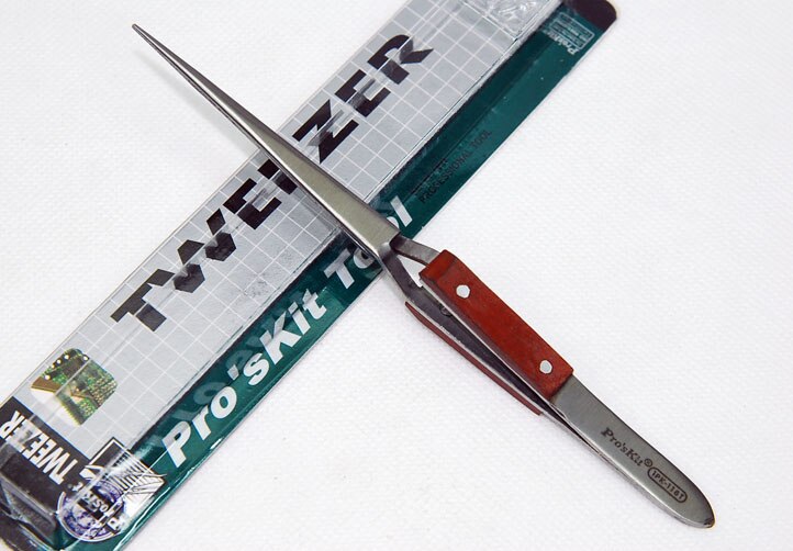 Pro'sKit Reverse Action Tweezer Magneticable With fiber handle Self-Gripping Precision Repair Tool