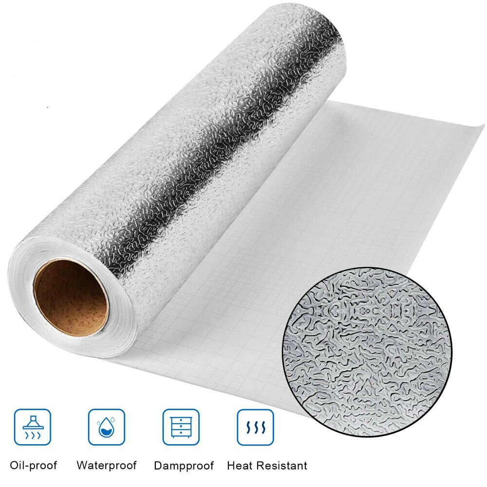 40*100cm kjøkken oljetett vanntett veggklistremerke aluminiumsfolie kjøkken komfyrskap selvklebende gjør-det-selv tapet