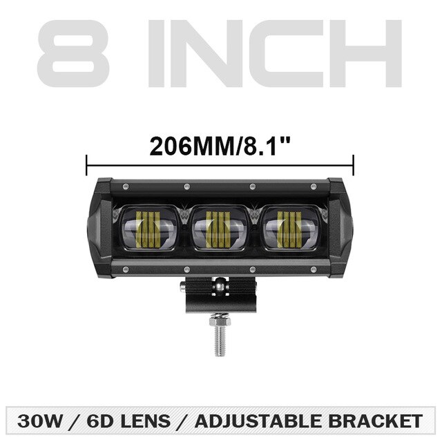 6D Lens Led Light Bar 12V 24V Driving Work Lights Barra led For 4x4 Off road 4WD ATV UAZ Truck Tractors Trailer Motorcycle: 8 inch work light