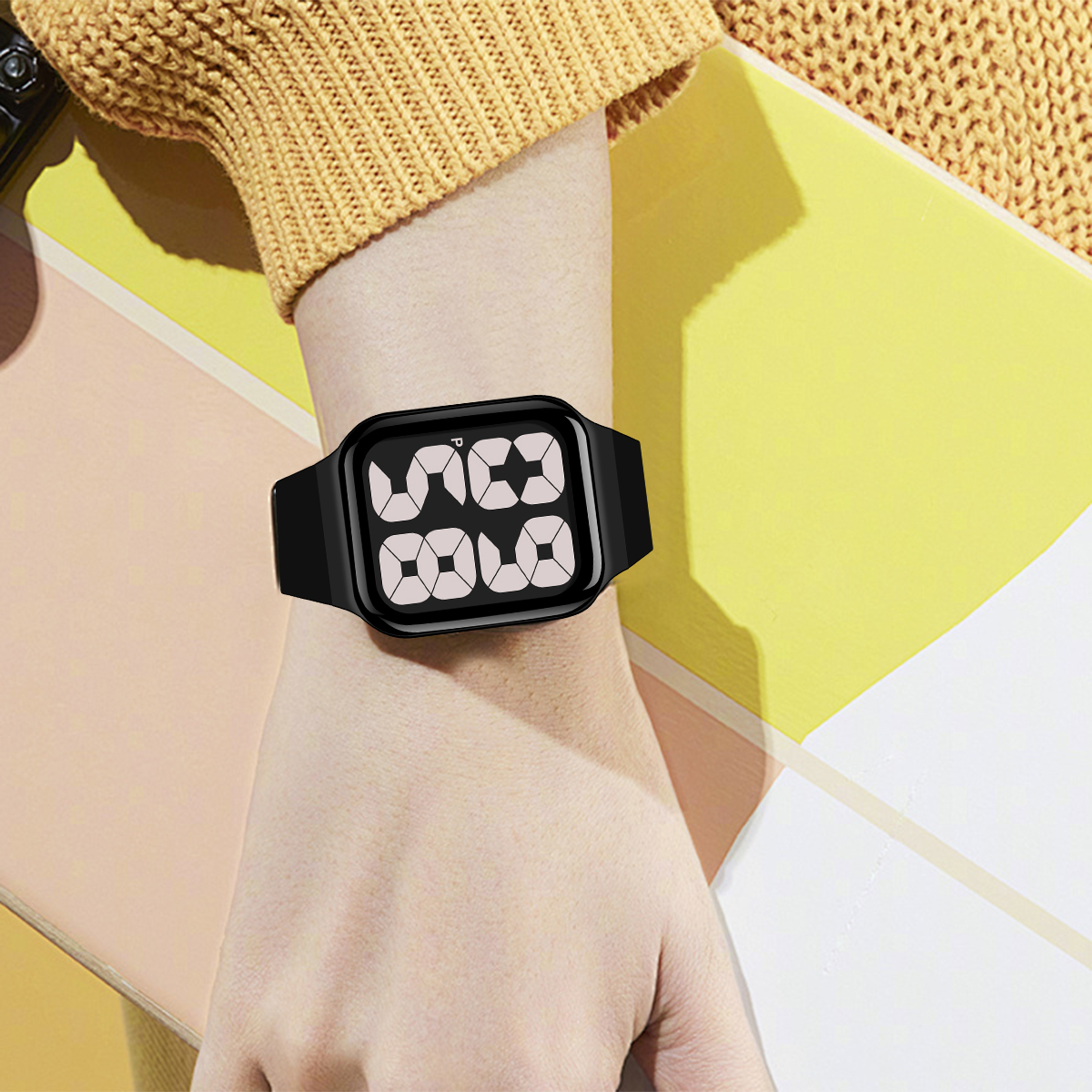 SHUAIKE 1089 Men's and Women's Simple Digital Sports Watch Large Digital Dial LED Digital Display Waterproof Watch