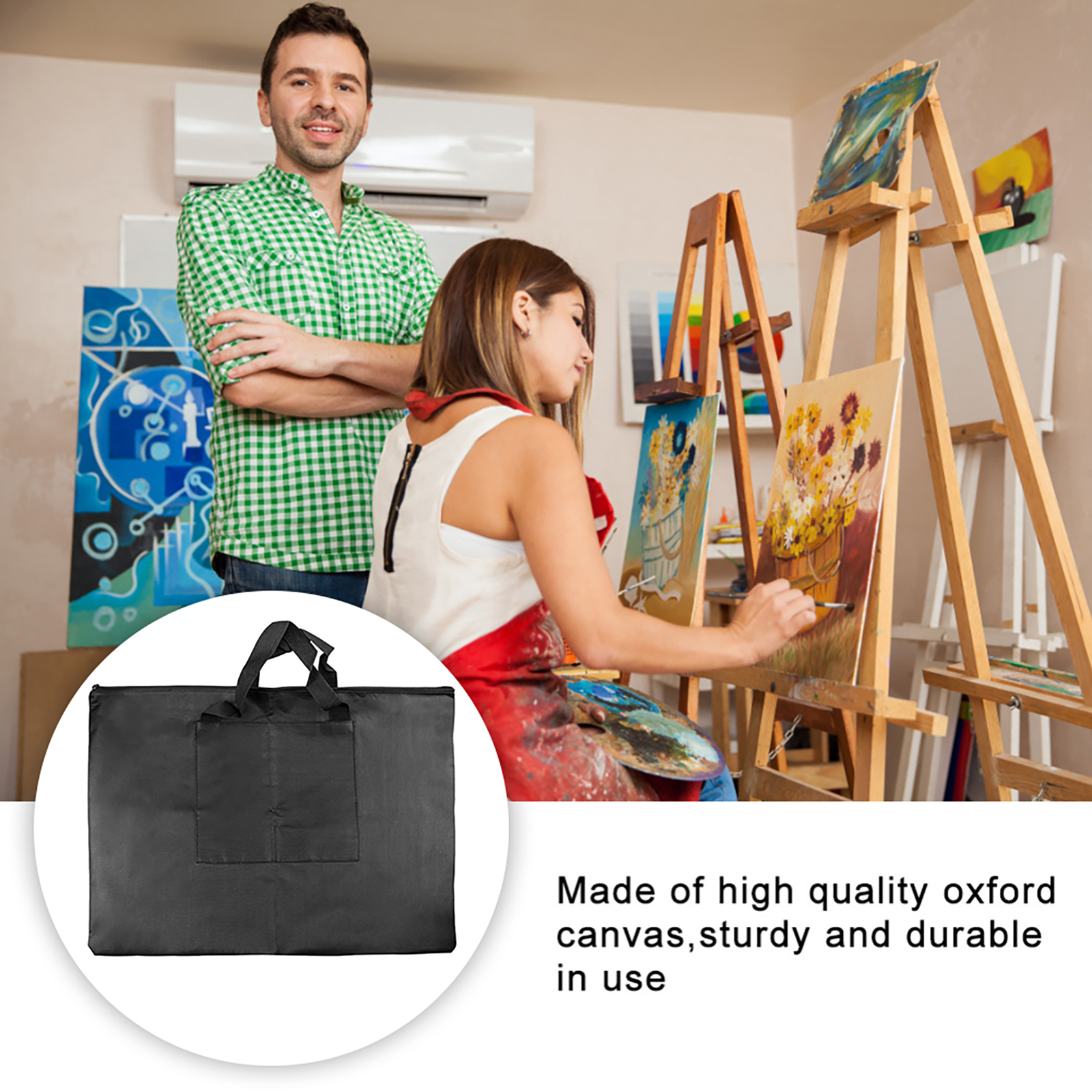 Waterproof Nylon Drawing Bag Tote Handbag Art Supplies Sketchpad Portfolio for School Students Art Work Portfolio