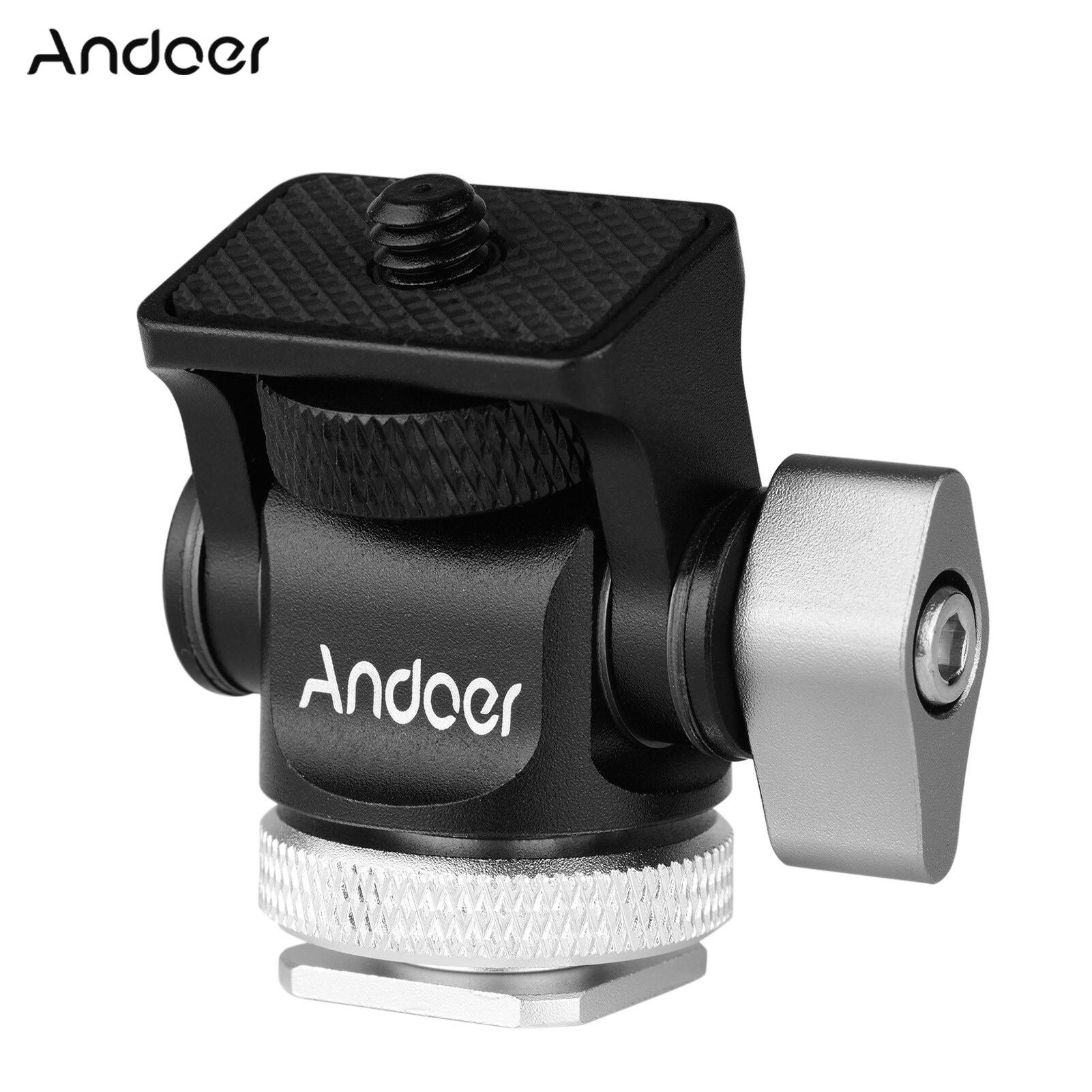 Andoer Mini Monitor Mount Tripod Head Cold Shoe Adapter 1/4 Inch Screw for Mounting Camera Monitor Flash Mic LED Fill Light