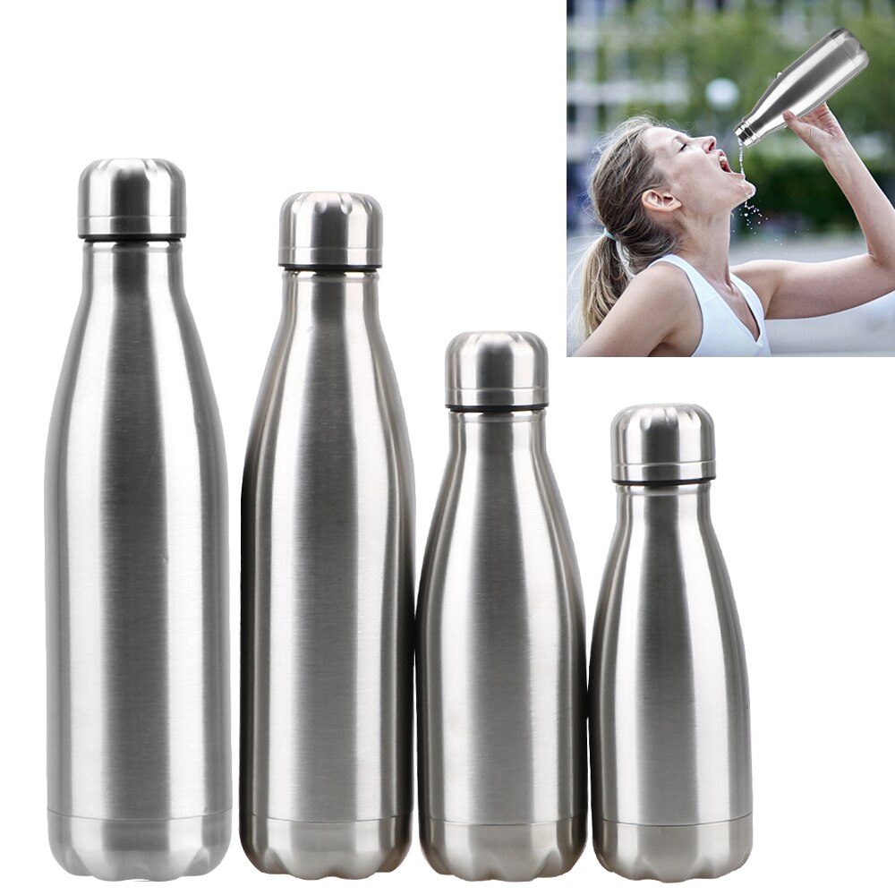 350/500/750/1000Ml Roestvrijstalen Enkele Muur Water Fles Koud Water Cola Fles Vacuüm fles Voor Kids School