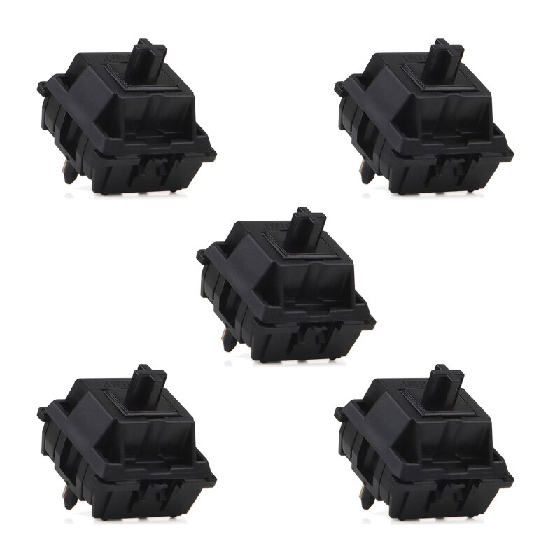 5 pieces jwick nylon black shell  v2 switches 58,5g 5 pin rgb linear mx stem switches for mechanical keyboard 50m pre-lubed