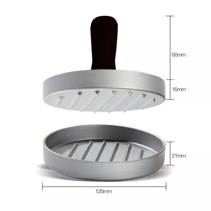 1 sett rund form hamburgerpress aluminiumslegering 12 cm hamburger kjøtt biff grille burger trykk patty maker form kjøkkenverktøy