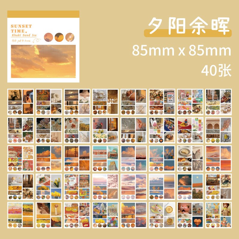 40Pcs Dagelijkse Landschap Washi Stickers Set Voor Journaling Plakboek Zelfklevende Decoratieve Sticker Voor Scrapbooking Diary Planner: F