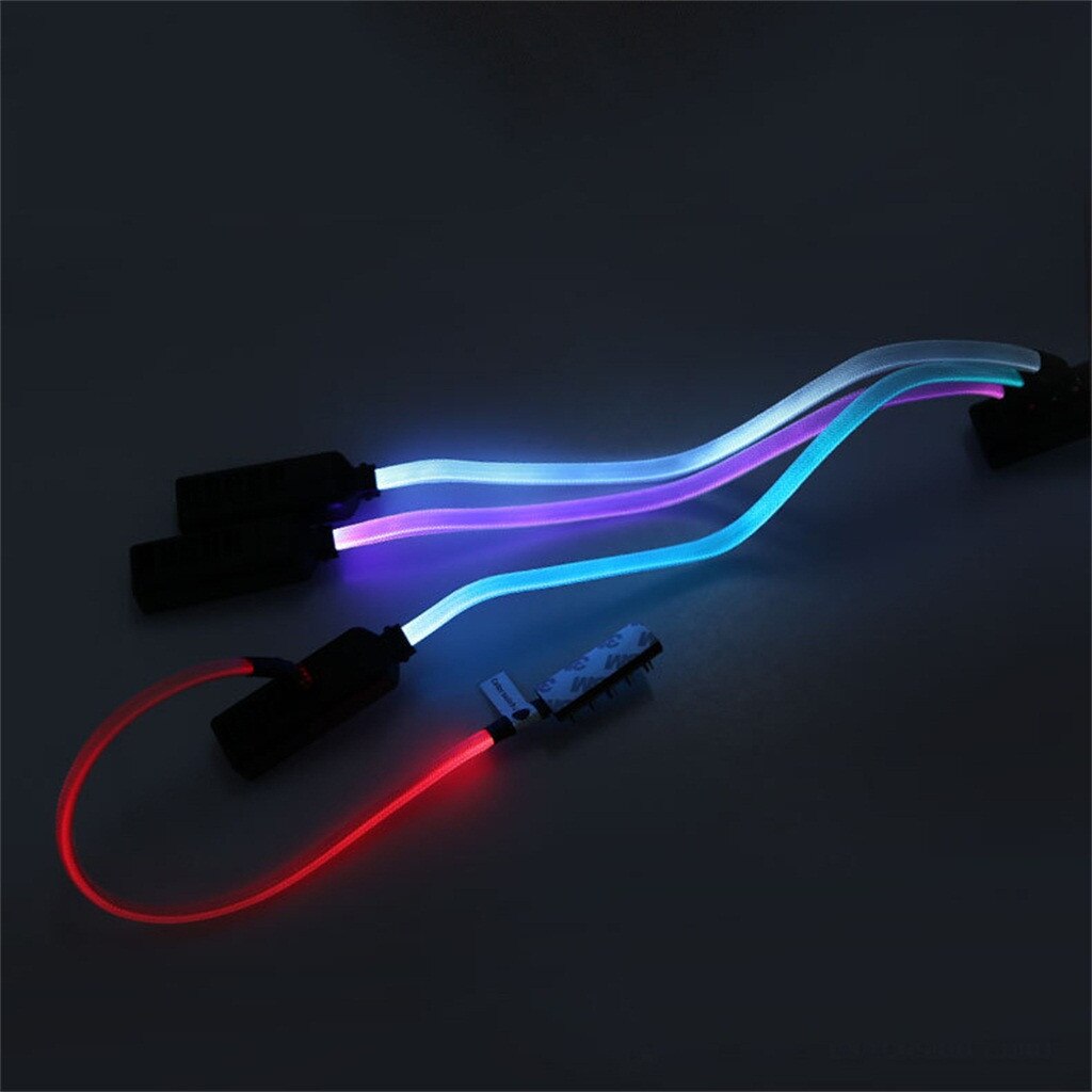Hub Glow PWM Fans&Cooling Fan Hub PC 5 Way Splitter Sleeved Adapter LED Cable 12V Desktop