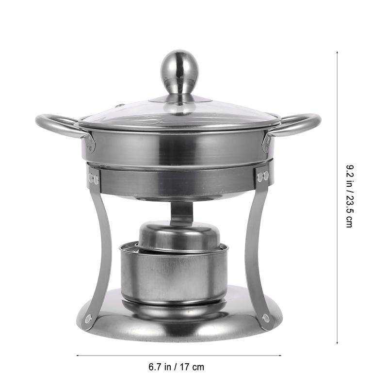 1 Set Stainless Steel Pot Stove Portable Alcohol Stove Stainless Steel Self-Service Pot Stove For Home Outdoor Travel