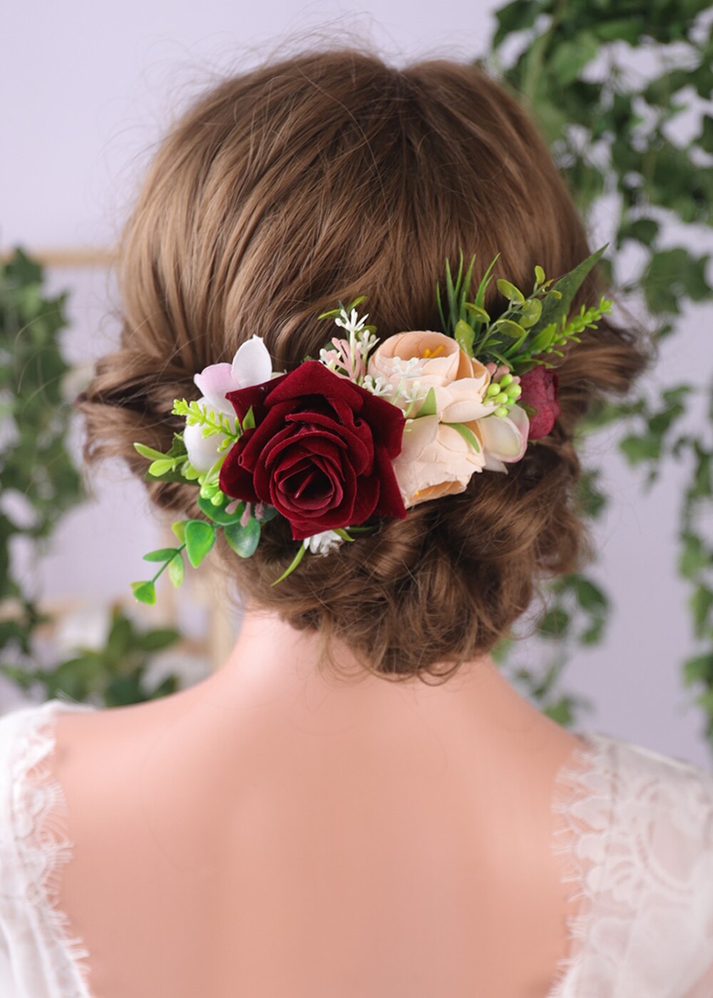 peine de flores para el pelo para mujer, rosa roja, accesorios para el cabello para novia, Glamour femenino, vid para el pelo clásica, horquillas para el pelo de para mujer