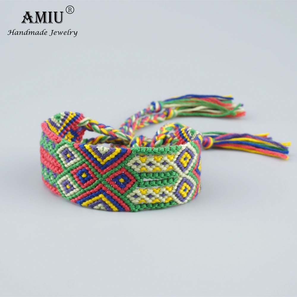 AMIU Handmade Popular Brand Bangle Big Weave Friendship Bracelet Brazilian Woven Rope String For Women Men Lucky Charm Bracelet