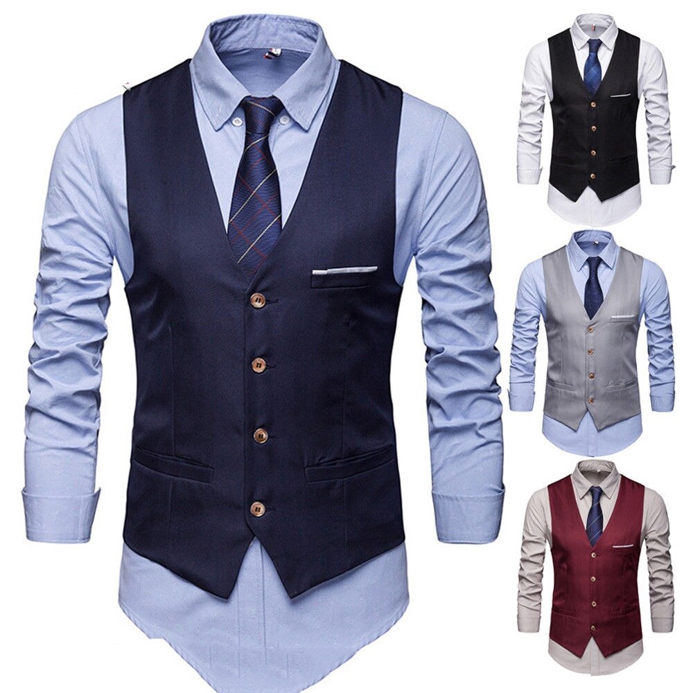 Mannen Formele Zakelijke Jurk Vest Pak Slanke Double Breasted Wedding Classic Vest M-3XL