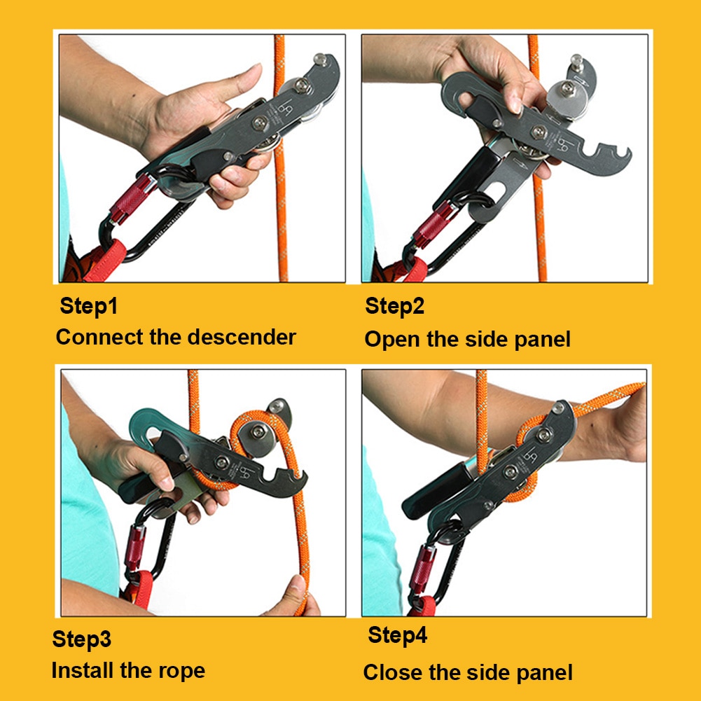Outdoor Sport Rock Climbing Descent Device Handle-Control Downhill Descender Wall Cleaning Rappelling Brake Device