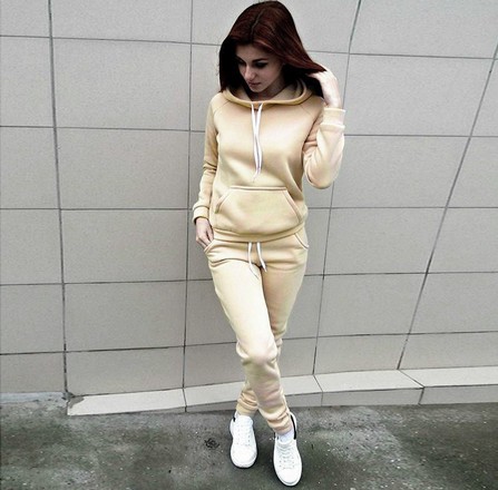 Autumn Tracksuit Long Sleeve Thicken Hooded Sweatshirts Long Pants Winter 2 Piece Set Casual Sport Suit Women Tracksuit Set