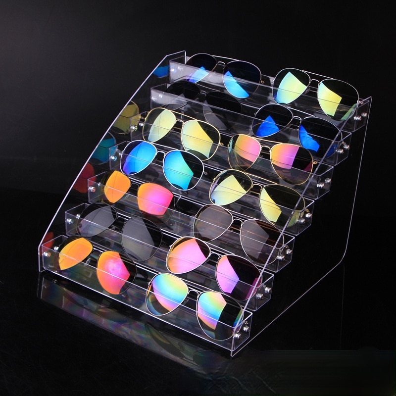 Ofessional 30cm längd akryl solglasögon ställ glasögon som visar rack box vitrine smycken glasögon hållare avtagbar  ju31711