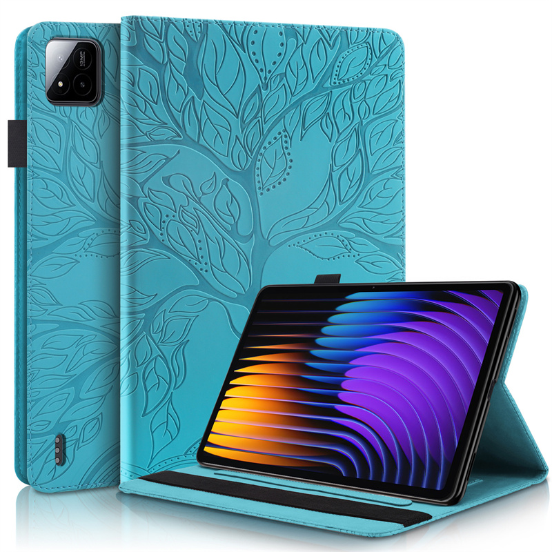 Tablette Funda pour Xiaomi Pad 7 Pro étui 11.2 "en relief arbre Flip portefeuille support étui pour Xiaomi Pad 7 Mi Pad 7 Pro tablette couverture Coque: 12.4 / WHITE