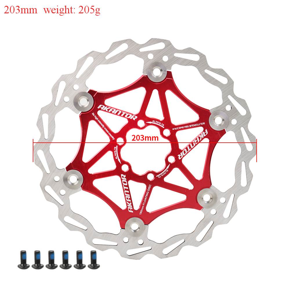 Akantor Mountainbike Disc Floating Pads Brake Rotor Rem 160Mm/180Mm/203Mm Rotor Sterke warmteafvoer Drijvende Rotor: 203MM Red