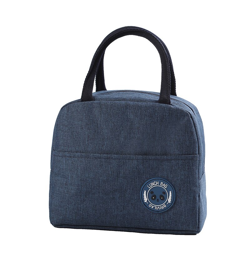 Lancheira térmica portátil de nylon, saco com zíper para refrigeração fresca, à prova d&#39;água, bolsa de almoço oxford feminina, conveniente, sacos de comida, 1 peça: Navy Blue