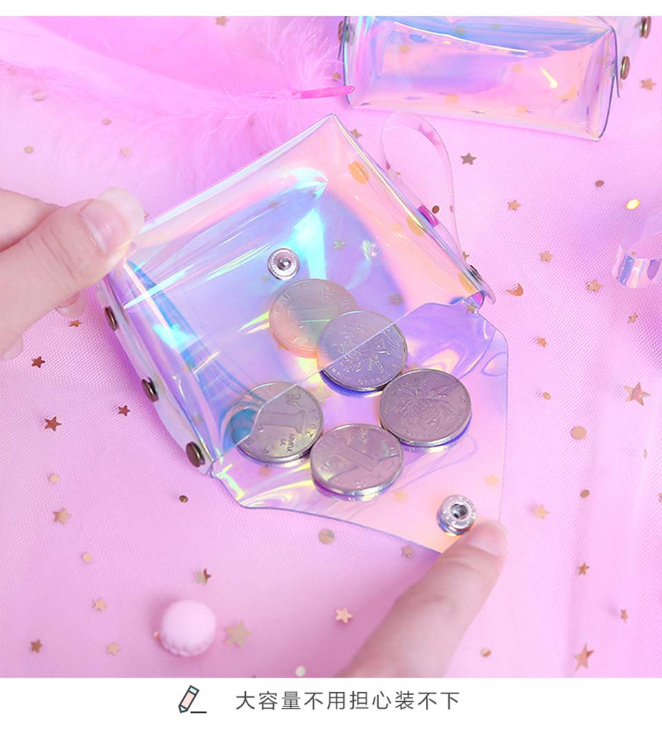 Genomskinlig myntväska kvinnor liten plånbok kvinnlig växlingsväskor mini barnfickor plånböcker nyckelkortshållare pvc handväskor