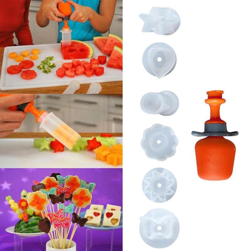 Gør-det-selv plastpresse frugtskærer skæremaskine veggie mad dekoratør køkken gadgets tilbehør værktøj forsyninger