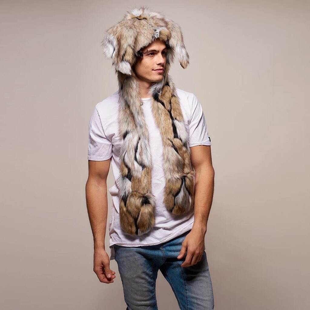 men's winter hat chapeau Men Christmas Faux Fur Ear Hat Wrap Stage Costumes Nightclub Hat czapka zimowa damska