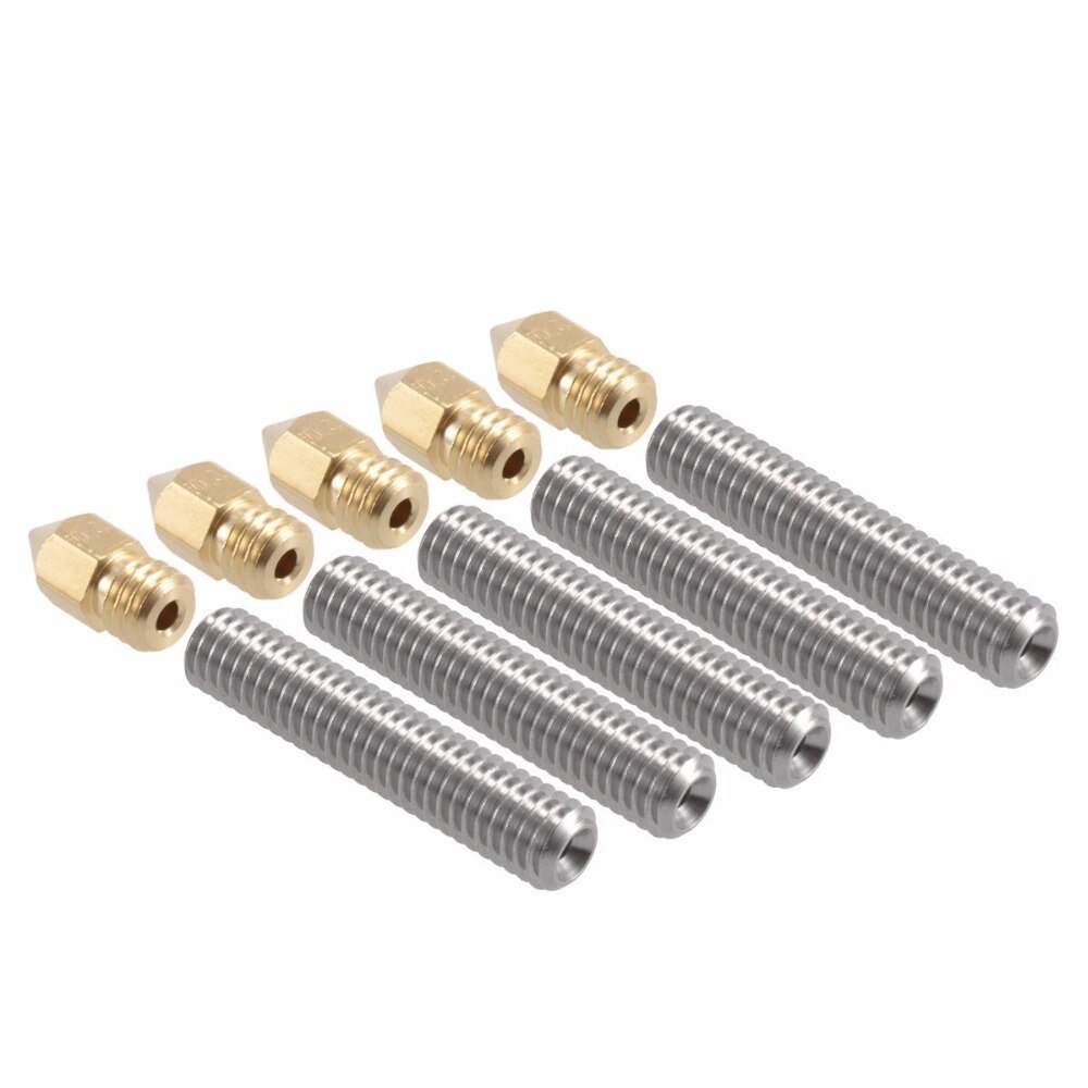 Anet A6 5 uds 40MM de longitud extrusora de tubo de 1,75mm 5 uds 0,4mm latón extrusora de cabezales de impresión para MK8 Makerbot Reprap 3D impresoras